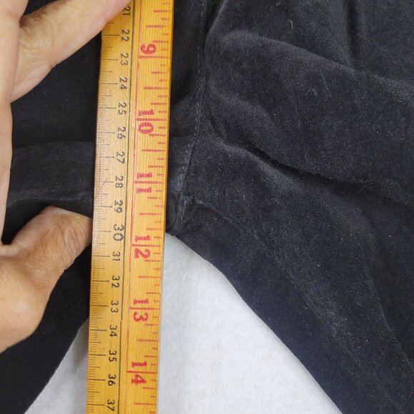 Revue Womens Genuine Leather Black Suede Pants Size 10 Mid-Rise Straight Leg - Picture 11 of 13